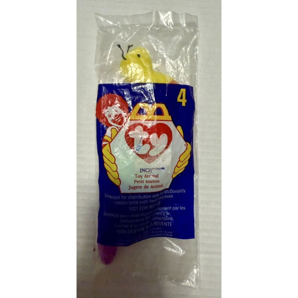 Ty Mini Beanie Baby‎ Inch The Worm No. 4 McDonalds 1998 Factory Sealed